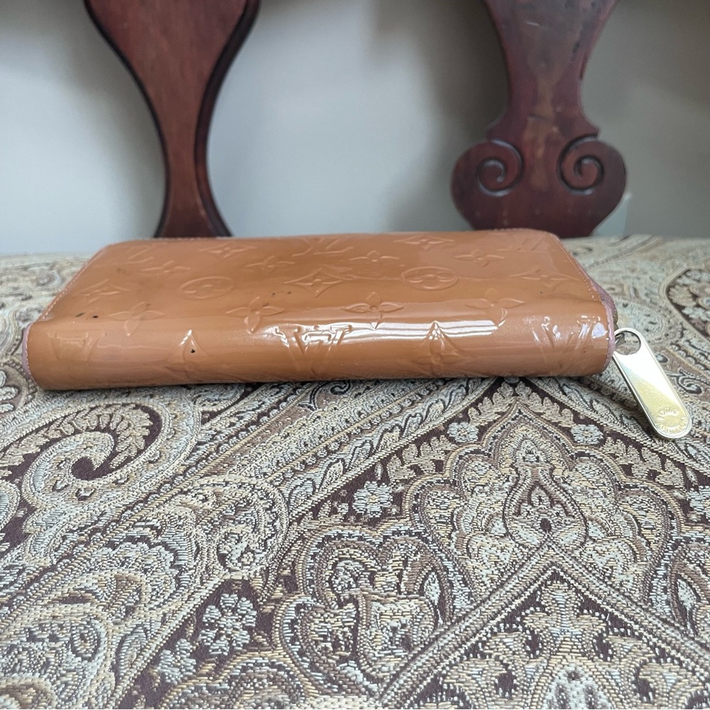 Louis Vuitton Caramel Light Brown Vernis Zip Around Long Wallet Zippy Authentic - Picture 15 of 15